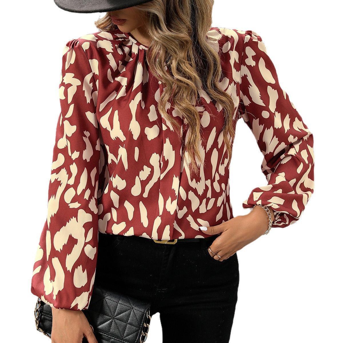 Dame elegant blouse med fashionabel leopardprint Stilla