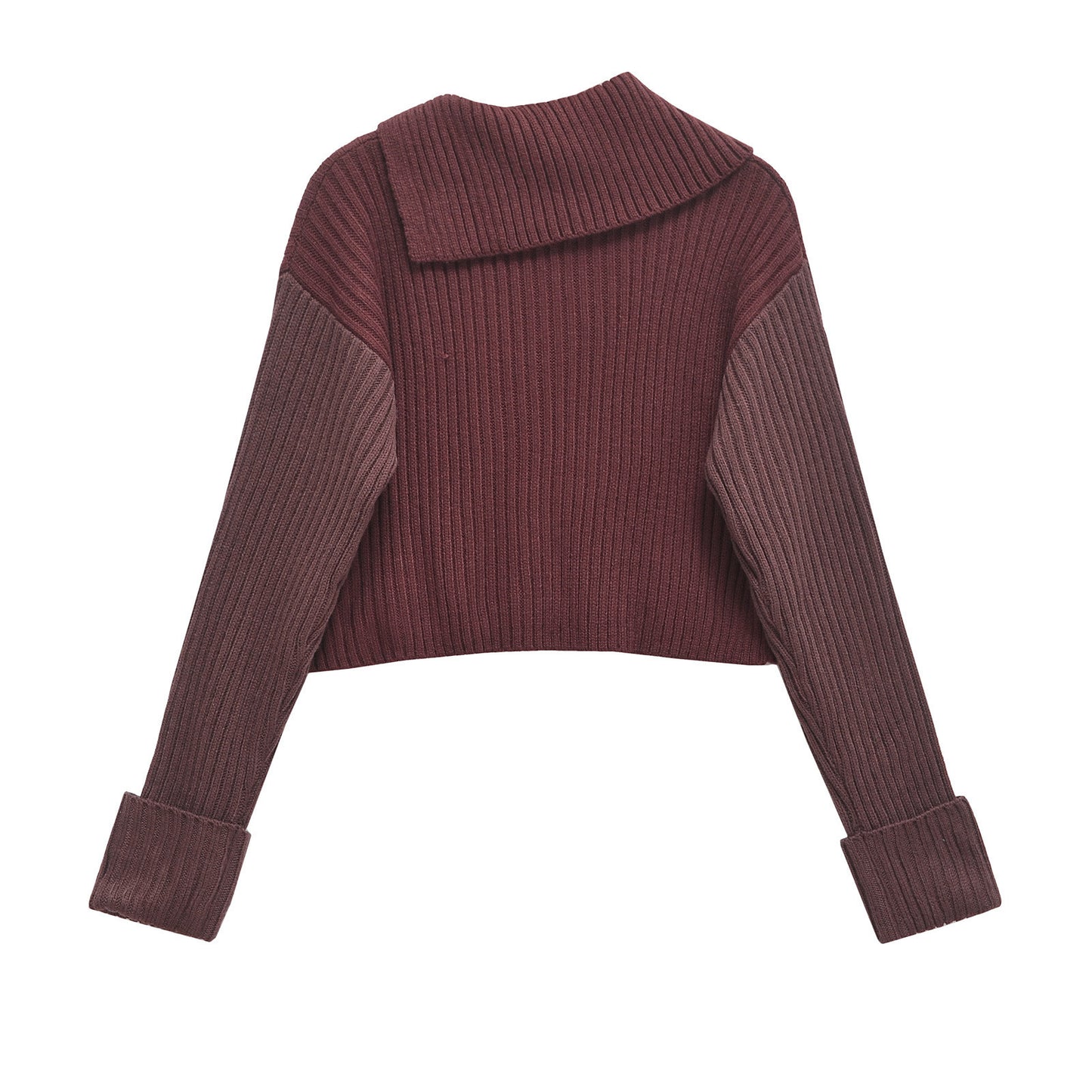 Dame Cropped Ribstrikpullover med asymmetrisk U-hals Stilla