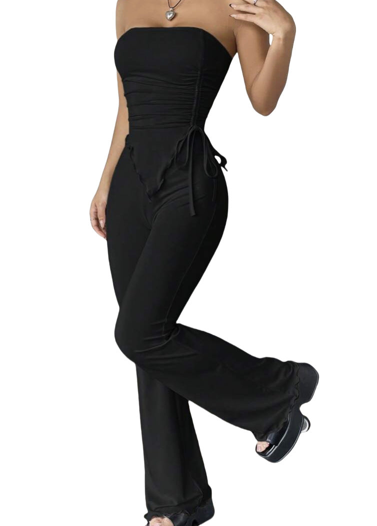 Dame Flared Jumpsuit med rynket top Stilla