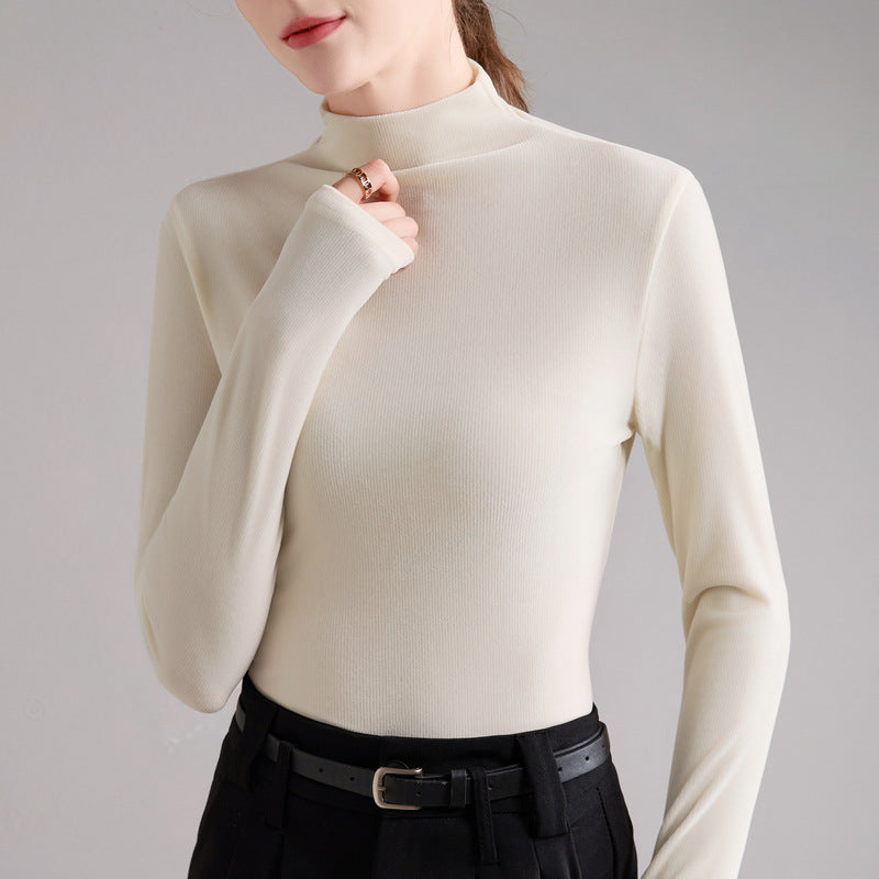 Dame Turtleneck Pullover med innovativt Veloursdesign Stilla