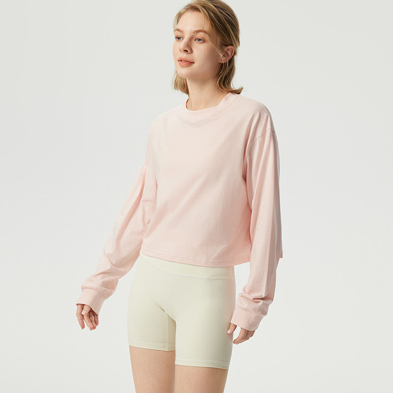 Dame afslappet cropped langærmet skjorte med løs pasform og blødt materiale Stilla