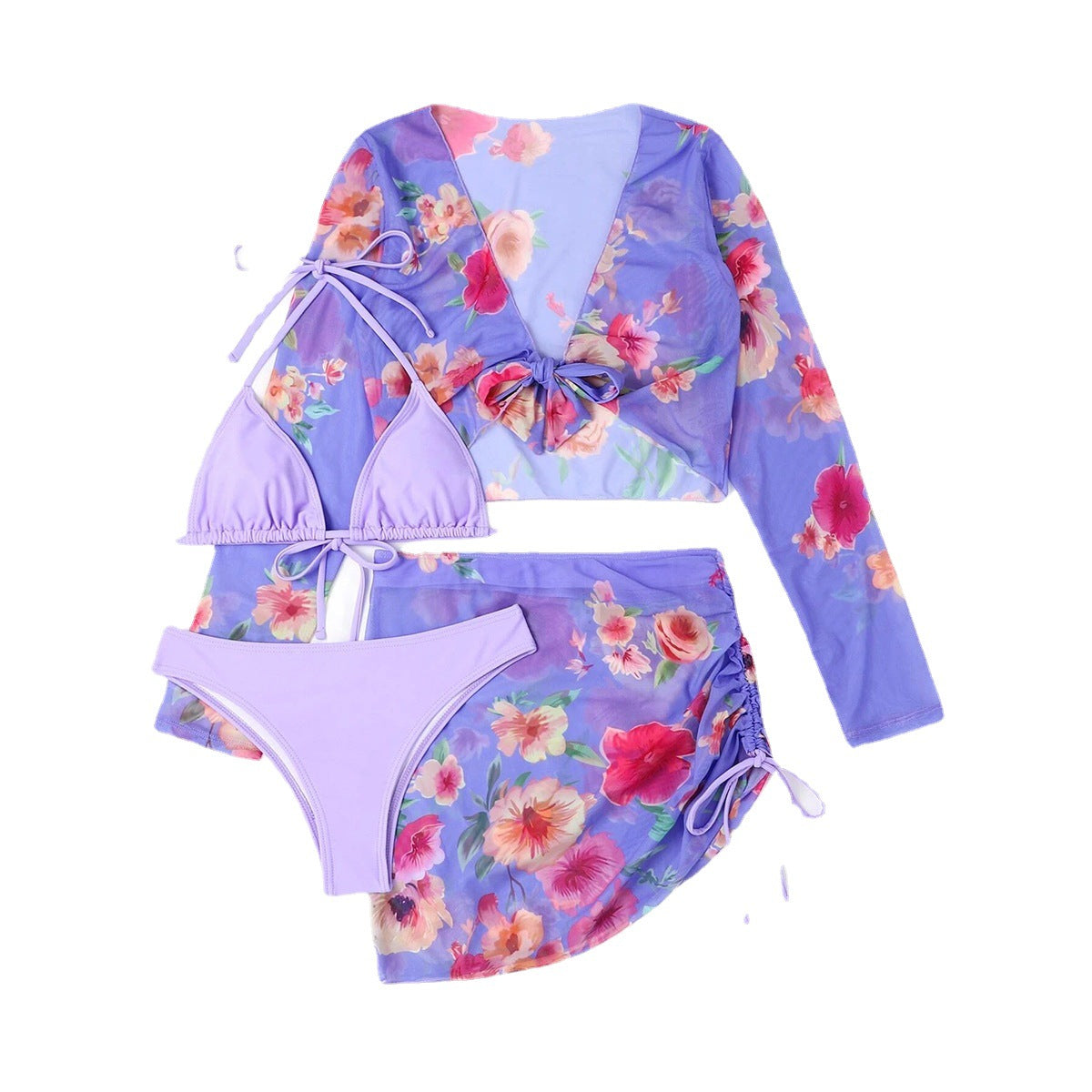 Dame top og nederdel med blomstret design Stilla