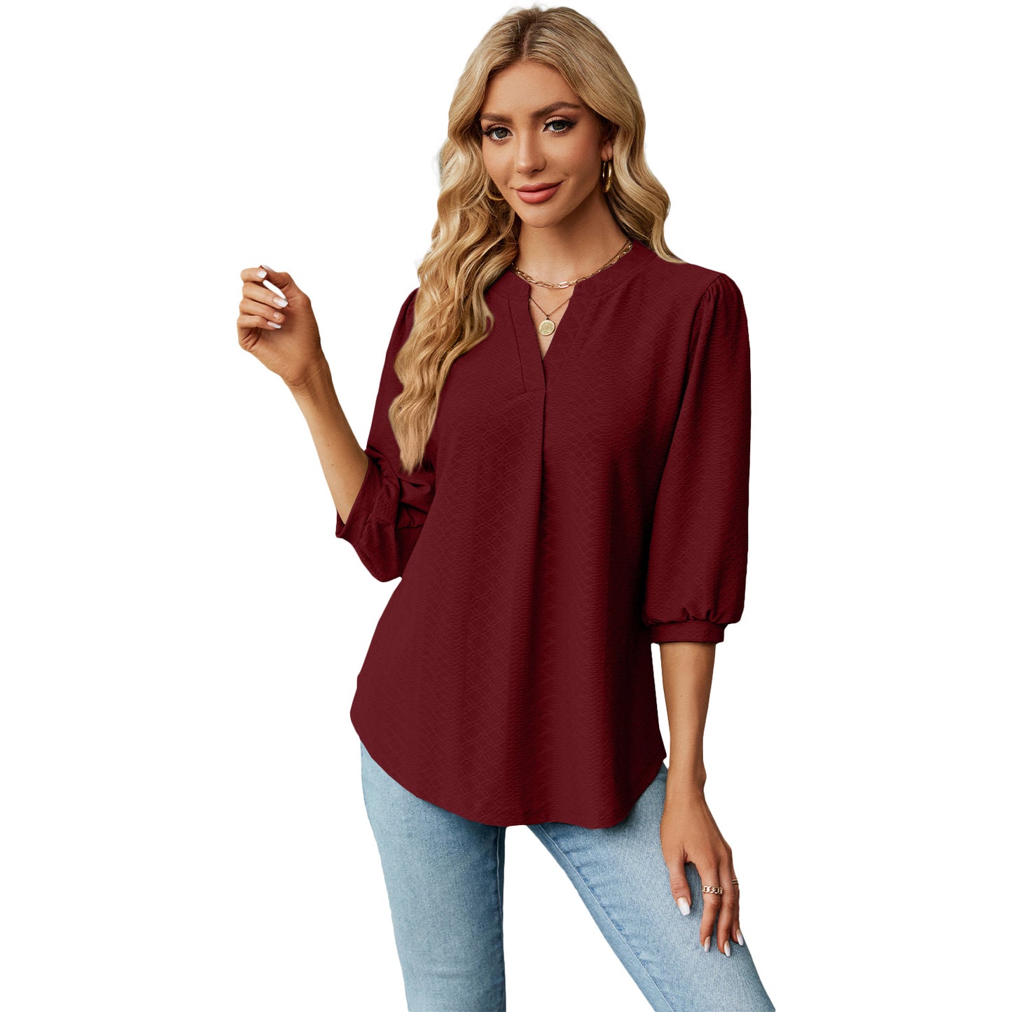 Dame elegant bluse med elegante pufærmer Stilla