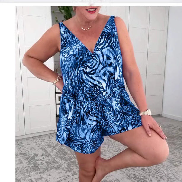 Dame jumpsuit med V-udskæring og legende snit Stilla