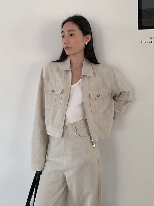 Dame cropped Utility-jakke med praktiske lommer og moderne lynlås Stilla