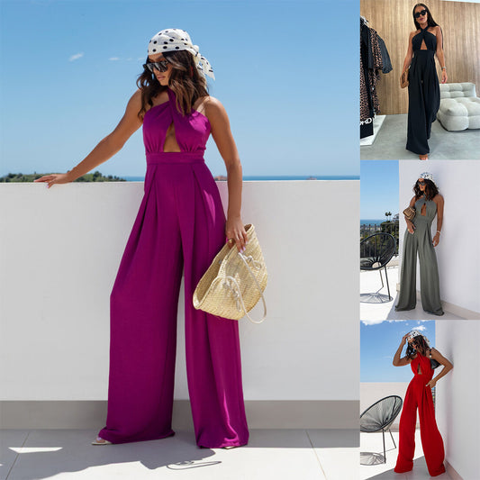 Dame jumpsuit med dyb V-udskæring og elegant snit Stilla