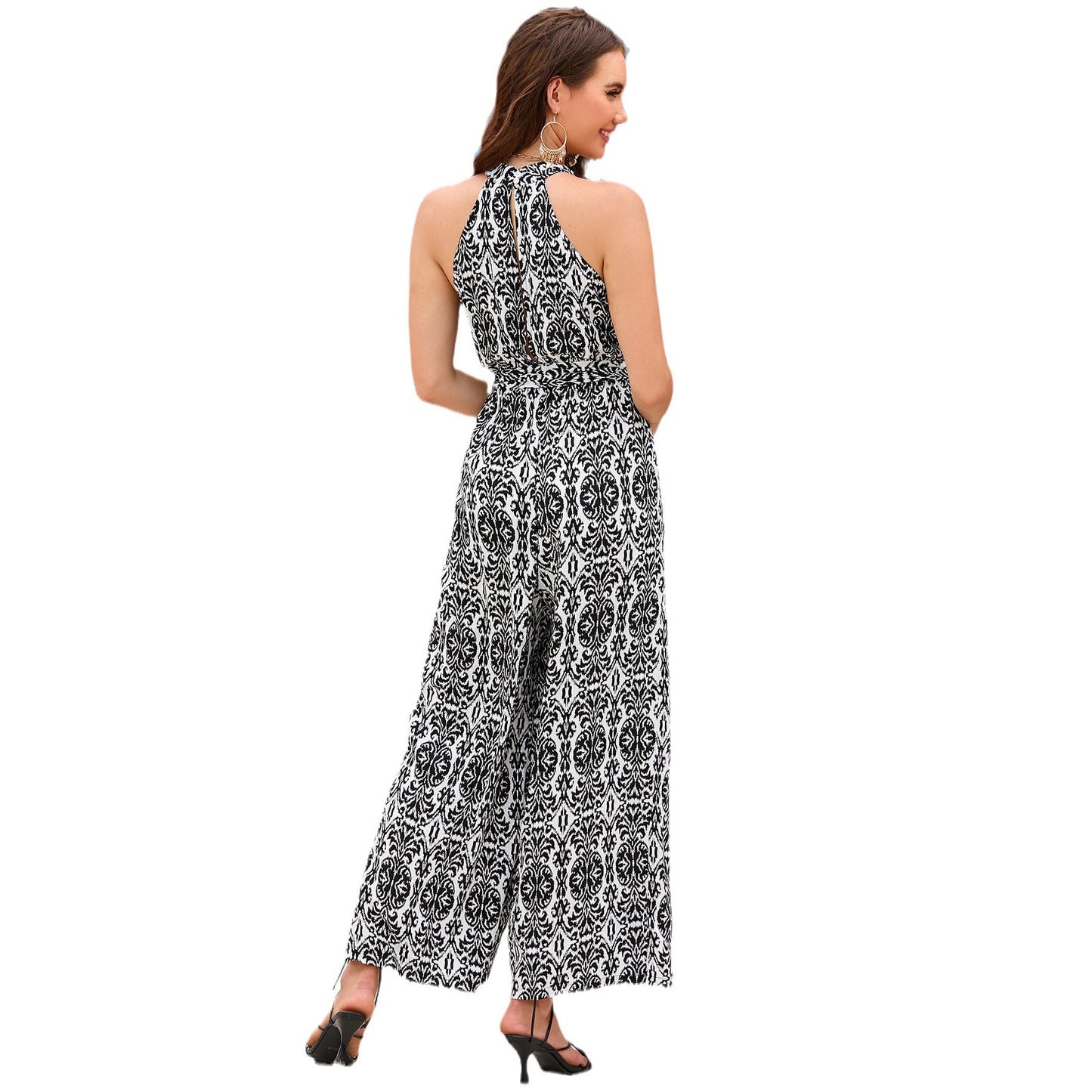 Dame Elegant Jumpsuit med høj krave og elastisk talje Stilla