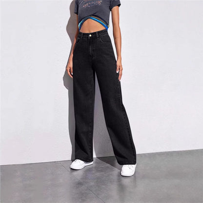 Dame brede jeans med høj talje og moderne snit Stilla