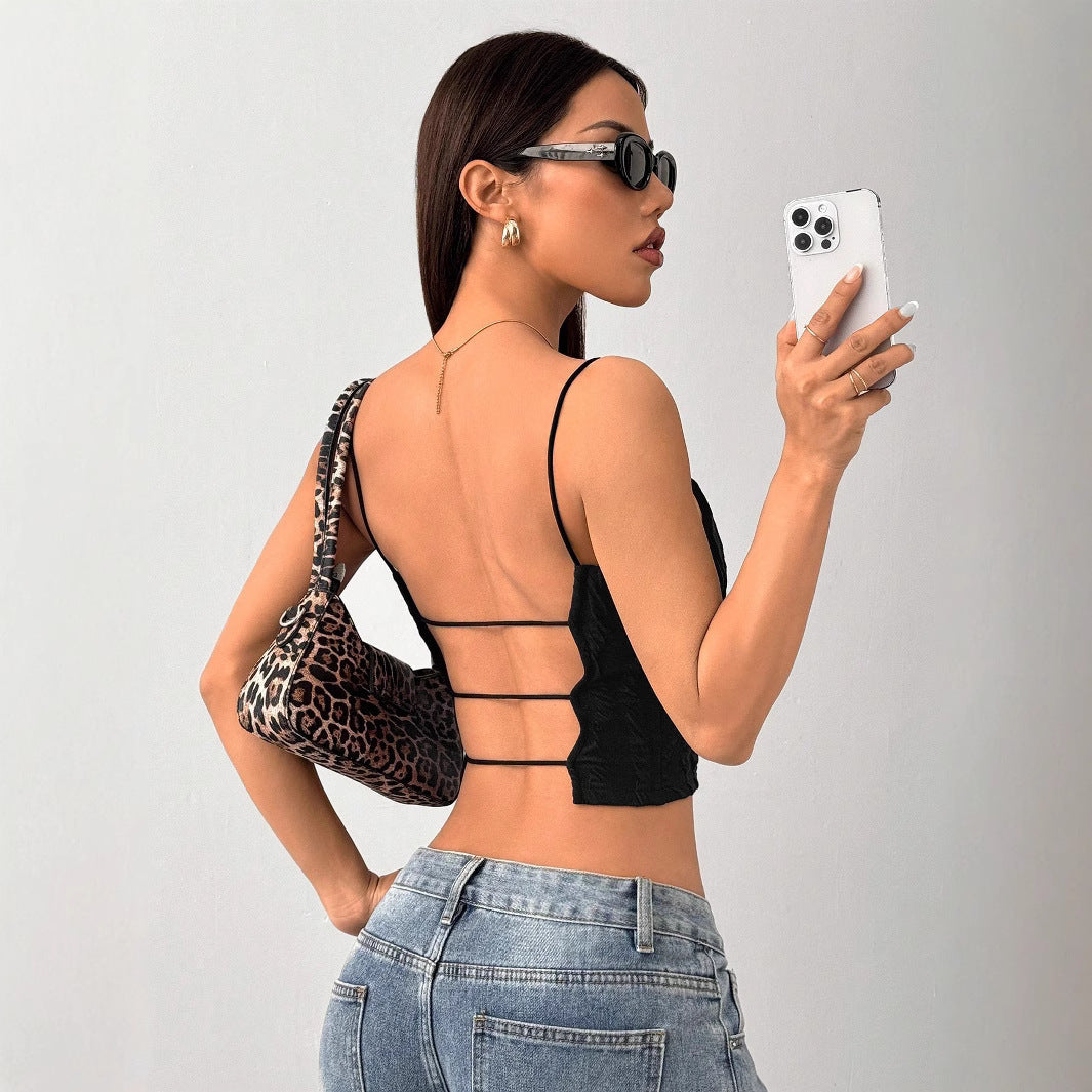 Dame Crop-Top med struktureret folderdesign og smalle stropper Stilla