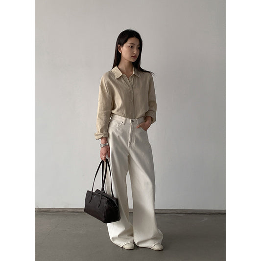 Dame afslappet langærmet bluse lavet af luftig bomuldsblanding med fine knapdetaljer Stilla