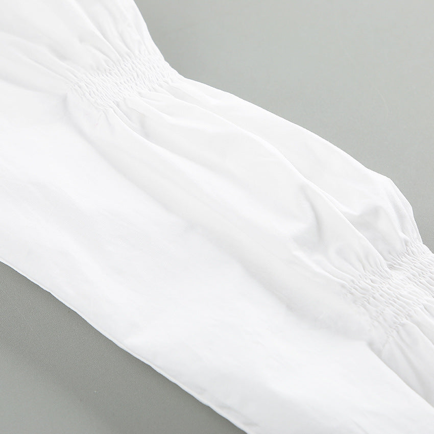 Dame Cropped Bluse med brede Pufferærmer og moderne Krave Stilla