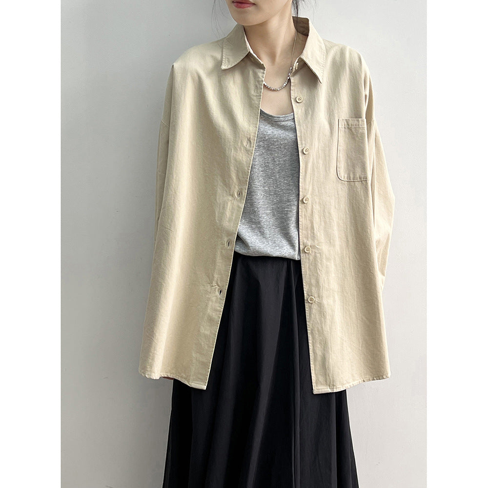 Dame afslappet linned bluse med åndbar pasform og praktisk brystlomme Stilla