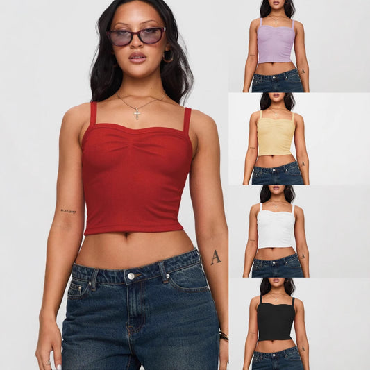 Dame Cropped Top med smalle stropper og elegant talje betoning Stiila