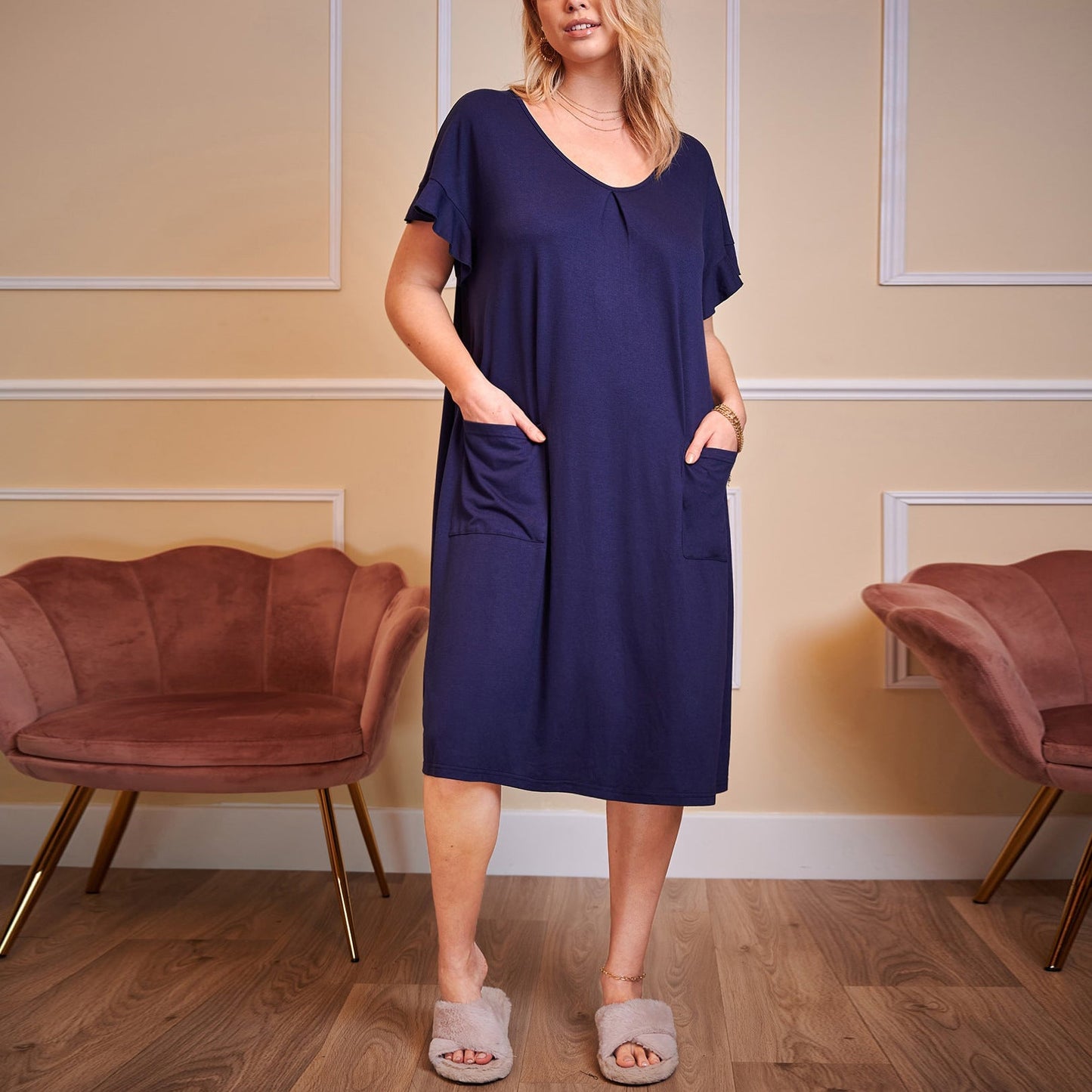 Stilla | Nattkjole-Kjole Plus Size Bomuld Lomme Kjole