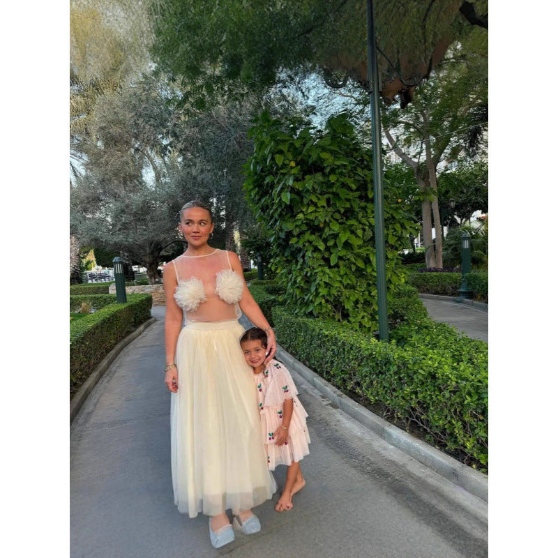 Dame elegant gennemsigtig aftenkjole Stilla