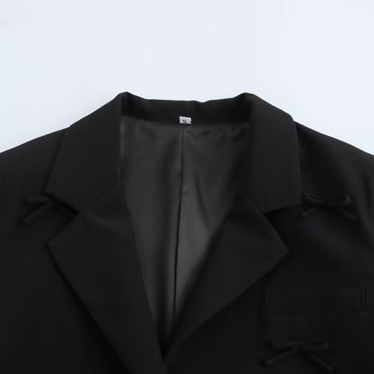 Dame Cropped Blazer med Sløjfedetaljer Stilla