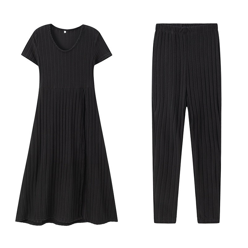 Dame Rib Maxi Kjole og Leggings Sæt Stilla