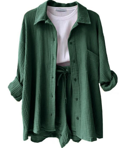 Dame afslappet overshirt med matchende shorts Stilla