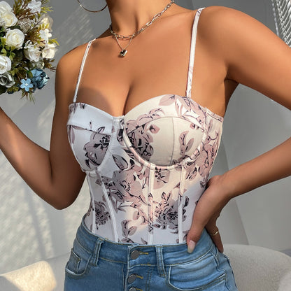 Dame Korsett-Bodysuit med floral design og forførende snit Stilla