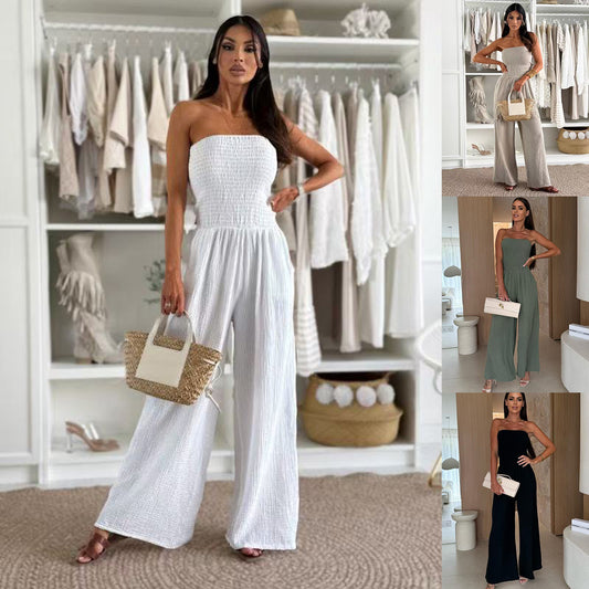 Dame Smocked Strapless Vidbenet Jumpsuit Stilla