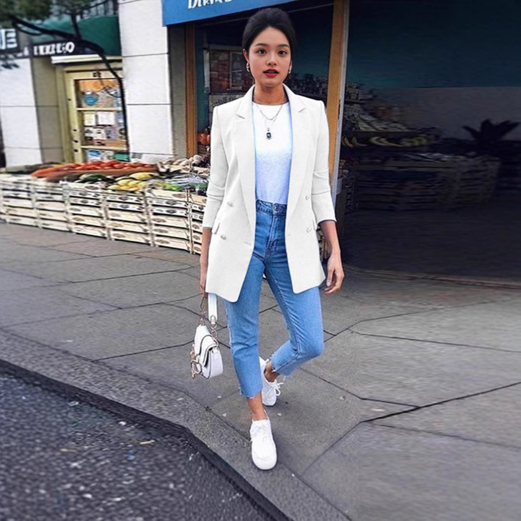 Dame Elegant Blazer med dobbelt knaplukning Stilla
