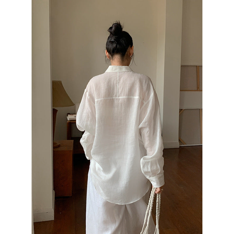 Dame afslappet skjorte med åndbar struktur og moderne snit Stilla