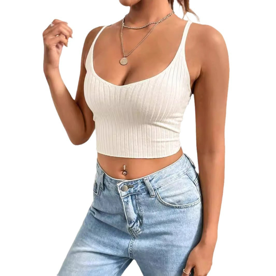 Dame afslappet kant-basics-top i ribdesign Stilla