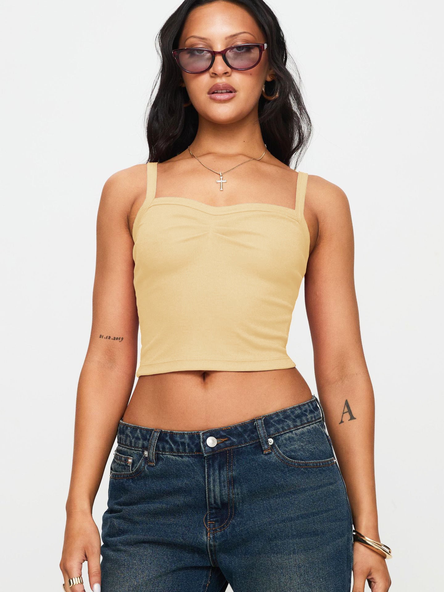 Dame Cropped Top med smalle stropper og elegant talje betoning Stiila