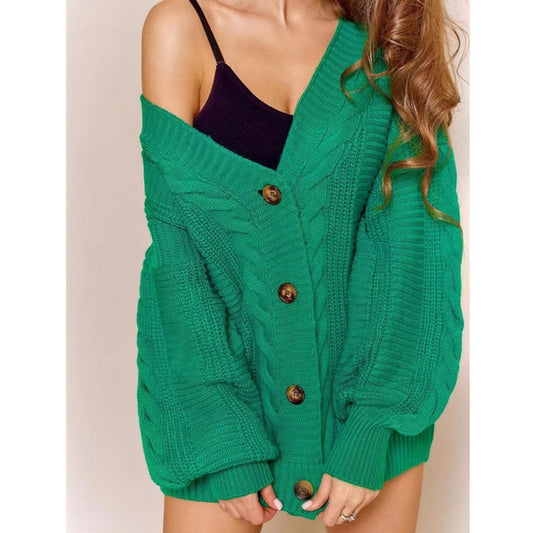 Dame hyggelig strikcardigan med knapper Stilla