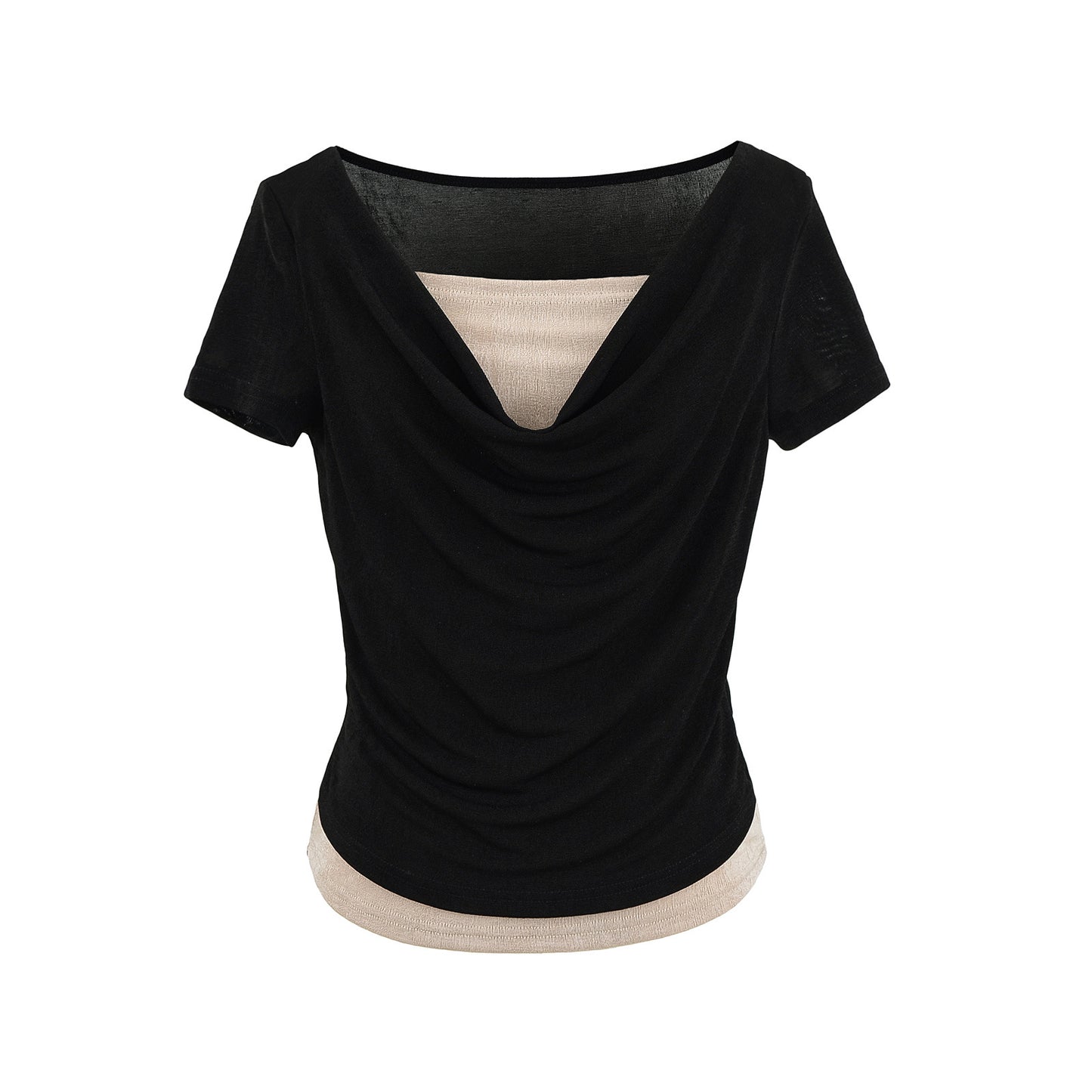 Dame elegant drapeetop med legende design og rund halsudskæring Stilla