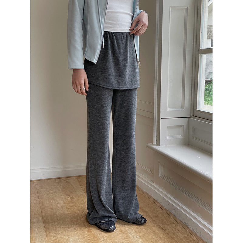 Dame afslappet loungbuks med bredt skåret ben og elastisk talje Stilla