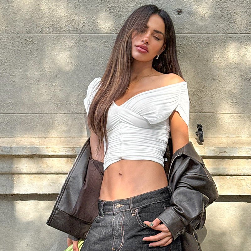 Dame Cropped Top med innovativ rynkeeffekt Stilla