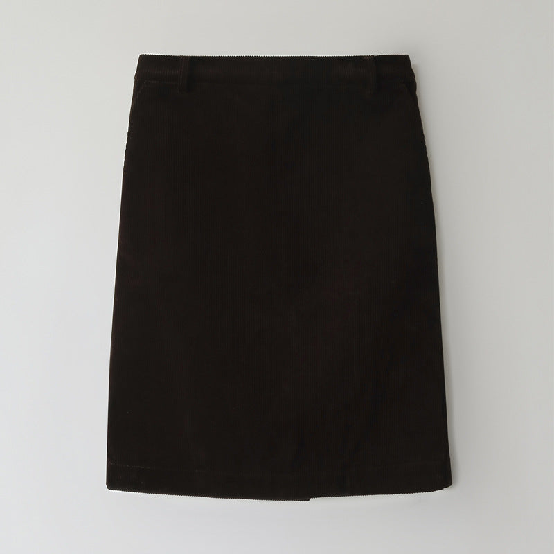 Dame Elegant blyantskørter i blød velour med bælte Stilla