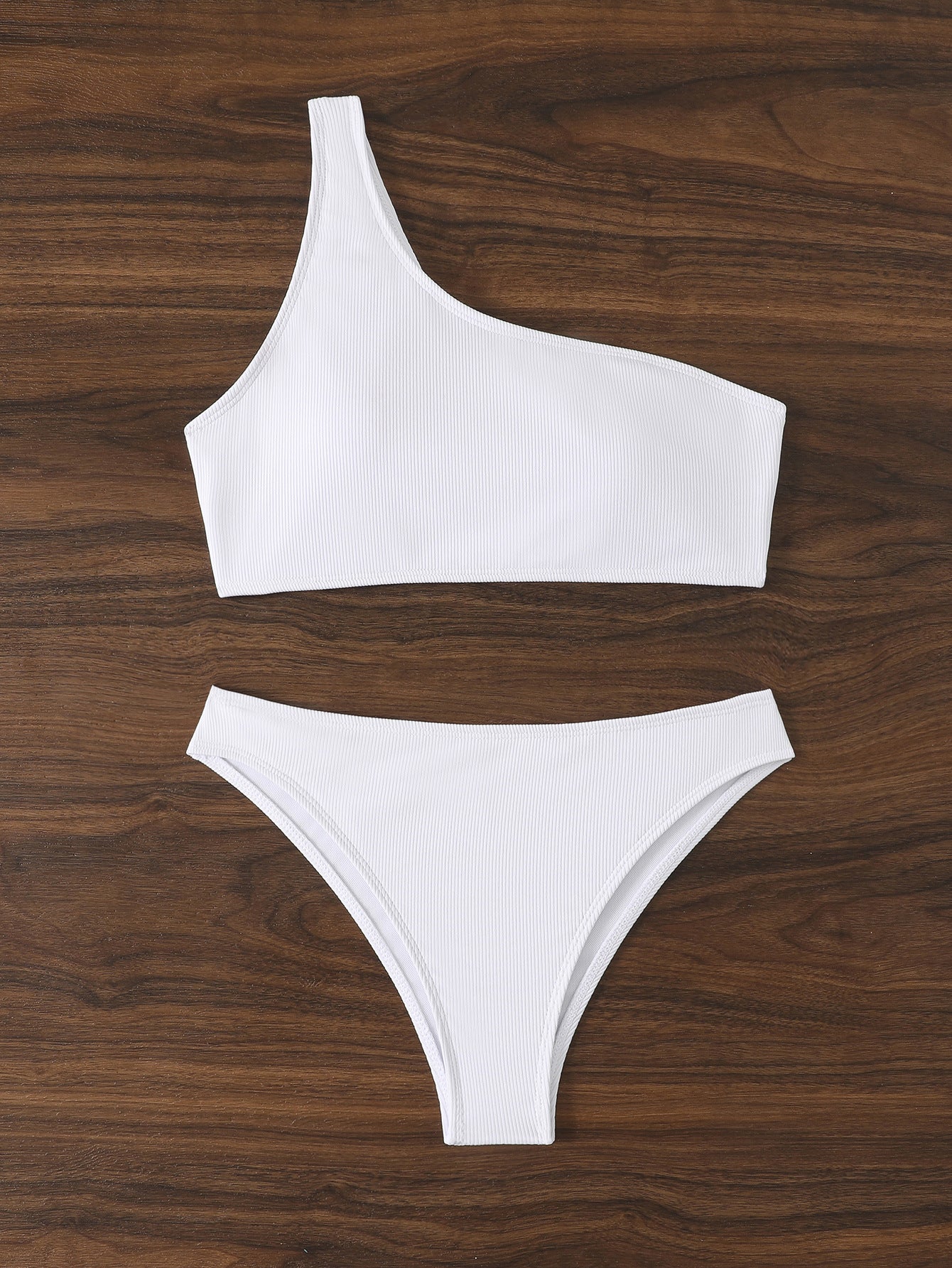 Dame Ein-skulder Rib Bikini Sæt Stilla 1750840252