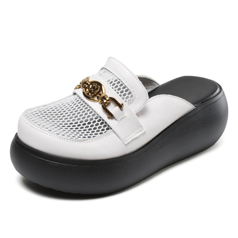 Dame Designer Slip-On Mules med åndbart mesh-overmateriale og stilfuld spændeaccent Stilla