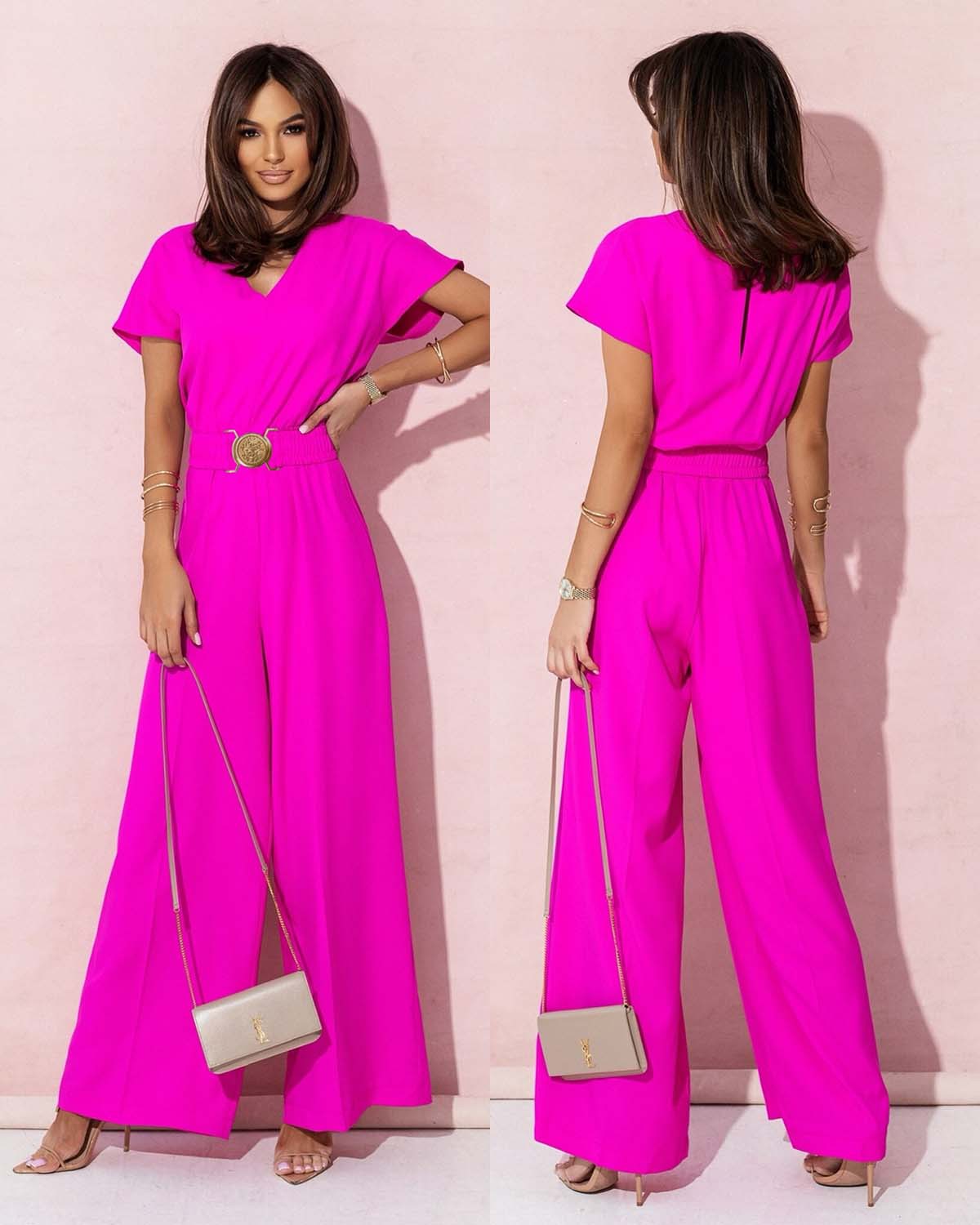 Dame Luftig Jumpsuit med elastisk talje og V-udskæring Stilla