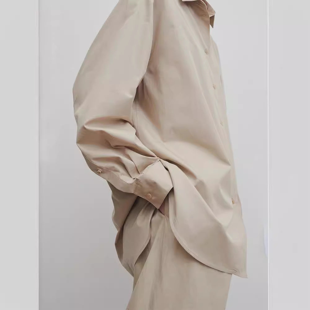 Dame elegant høj taljebukser med vidt skåret ben og praktiske pressede folder Stilla