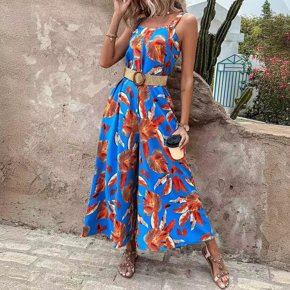 Dame Tropisk Tryk Løs-Ben Jumpsuit Stilla