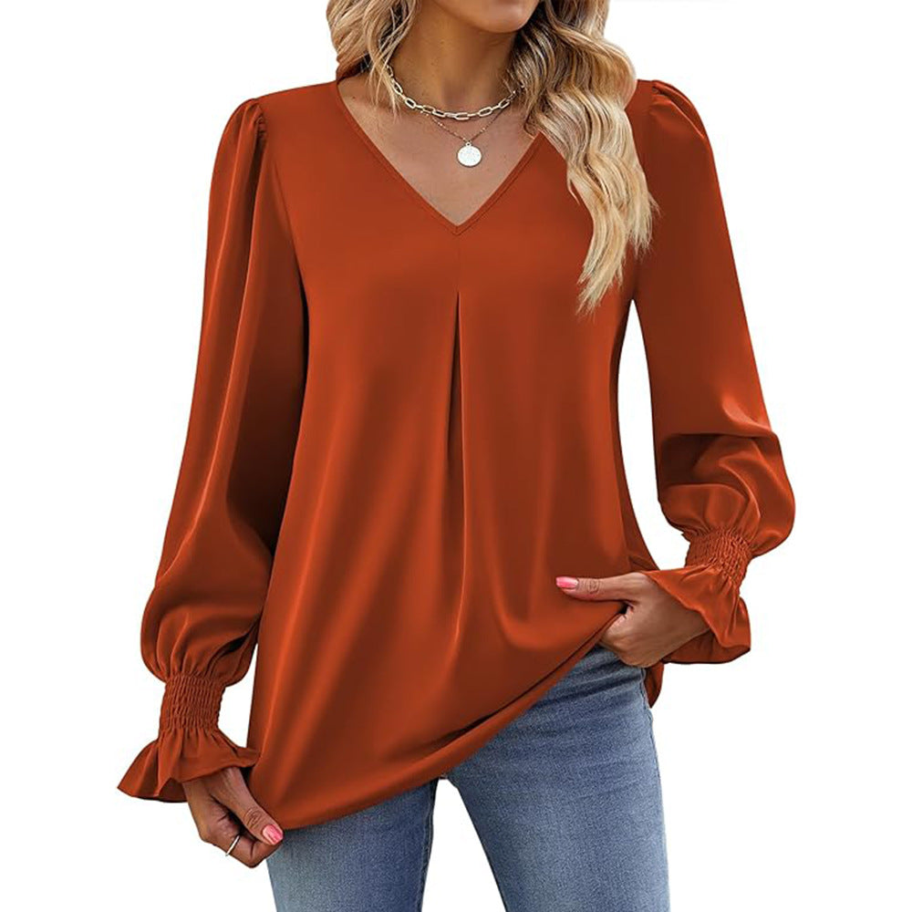 Dame elegant bluse med puffærmer Stilla