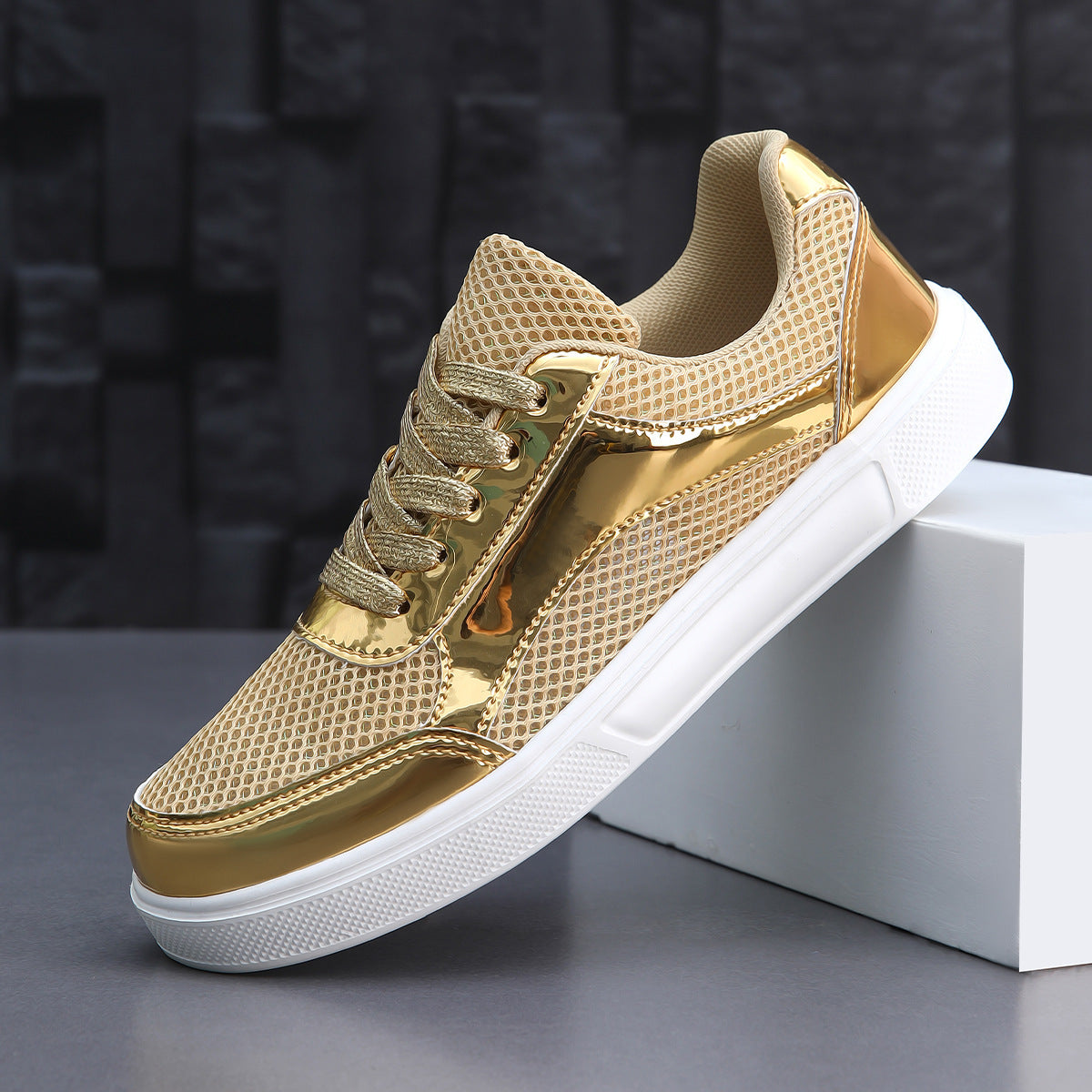 Dame Metallic Mesh Mode Sneakers Stilla
