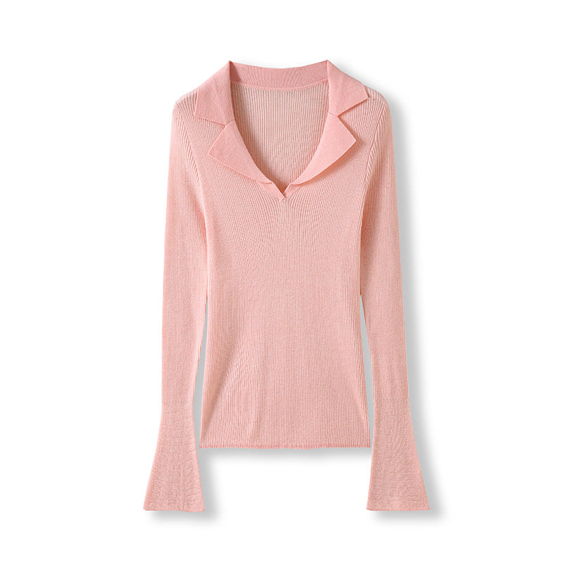 Femme Glockenærme V-Udskæring Pullover Stilla