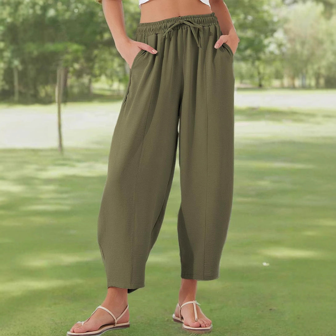 Dame afslappede Palazzo-bukser med praktisk gummibånd og lommer Stilla