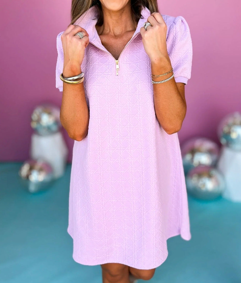 Dame afslappet polo-kjole med kort ærme og halv lynlås Stilla