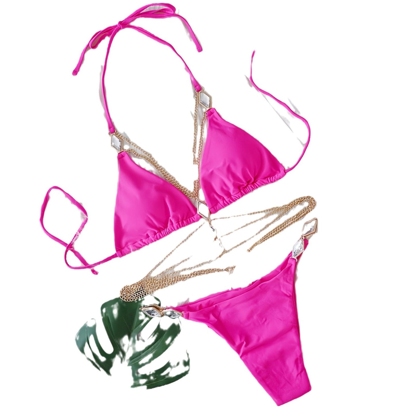 Dame Elegant bikini-sæt med kædedetaljer Stilla