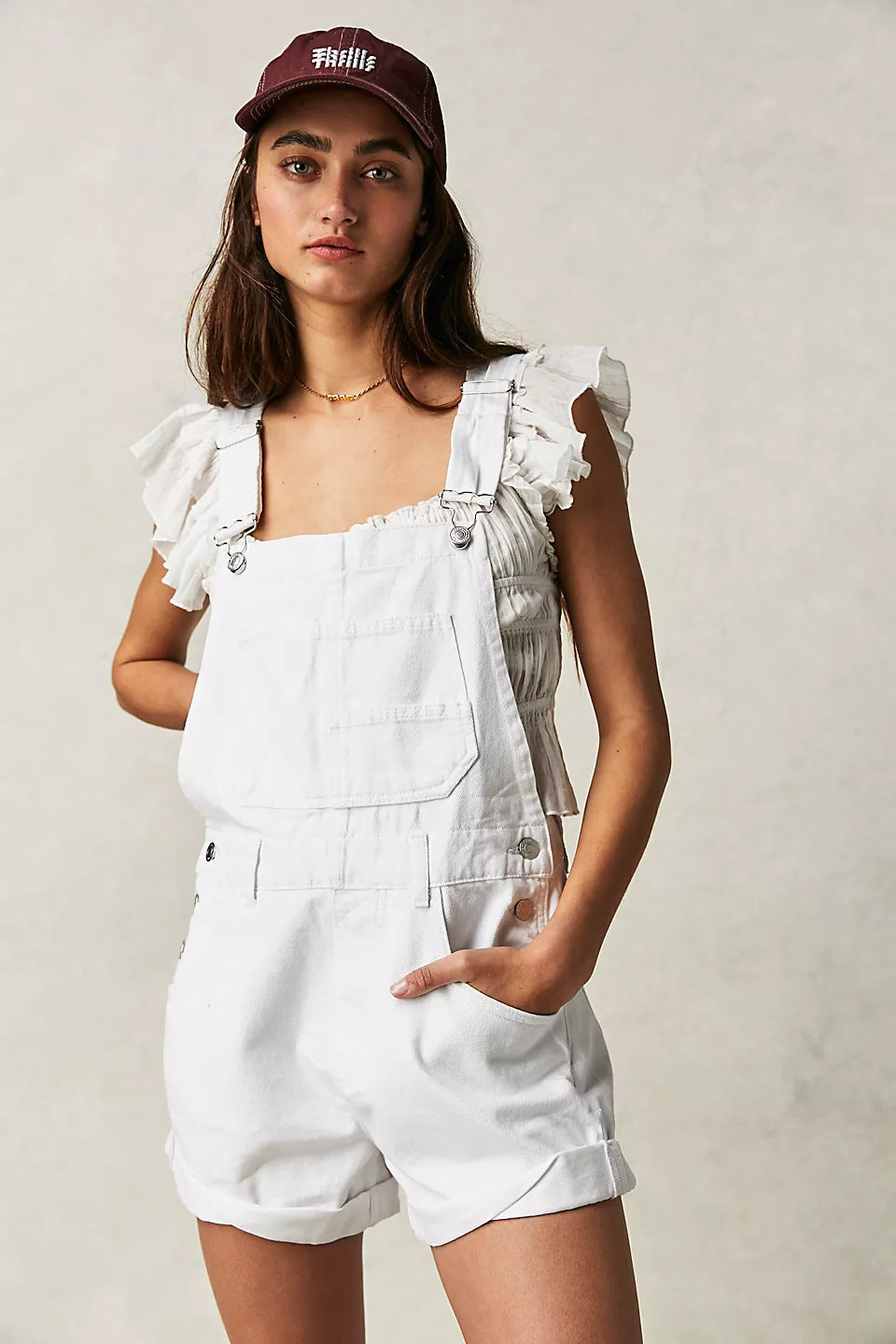 Dame Casual Denim Overalls med funktionelle lommer og justerbare stropper Stilla