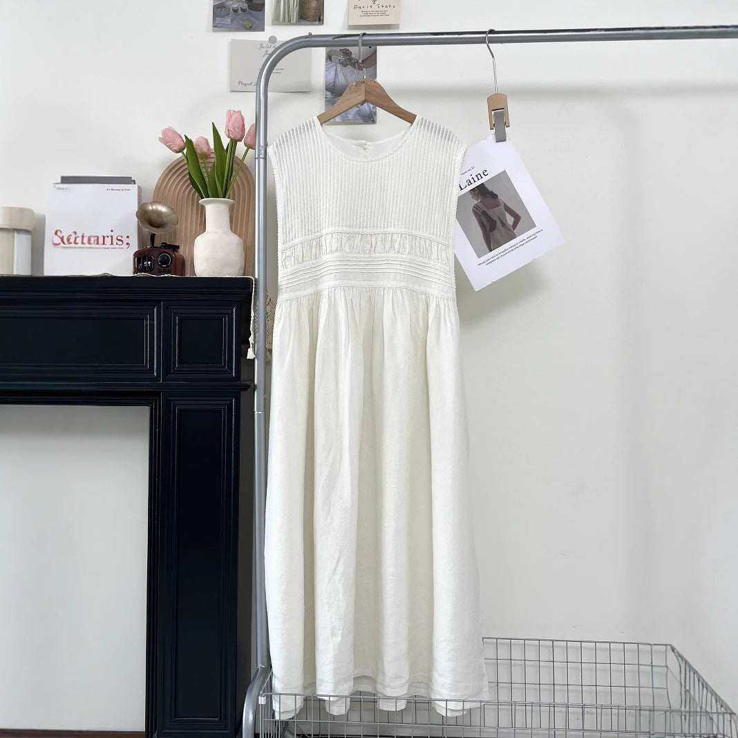 Dame afslappet flydende maxikjole med struktureret overdel Stilla