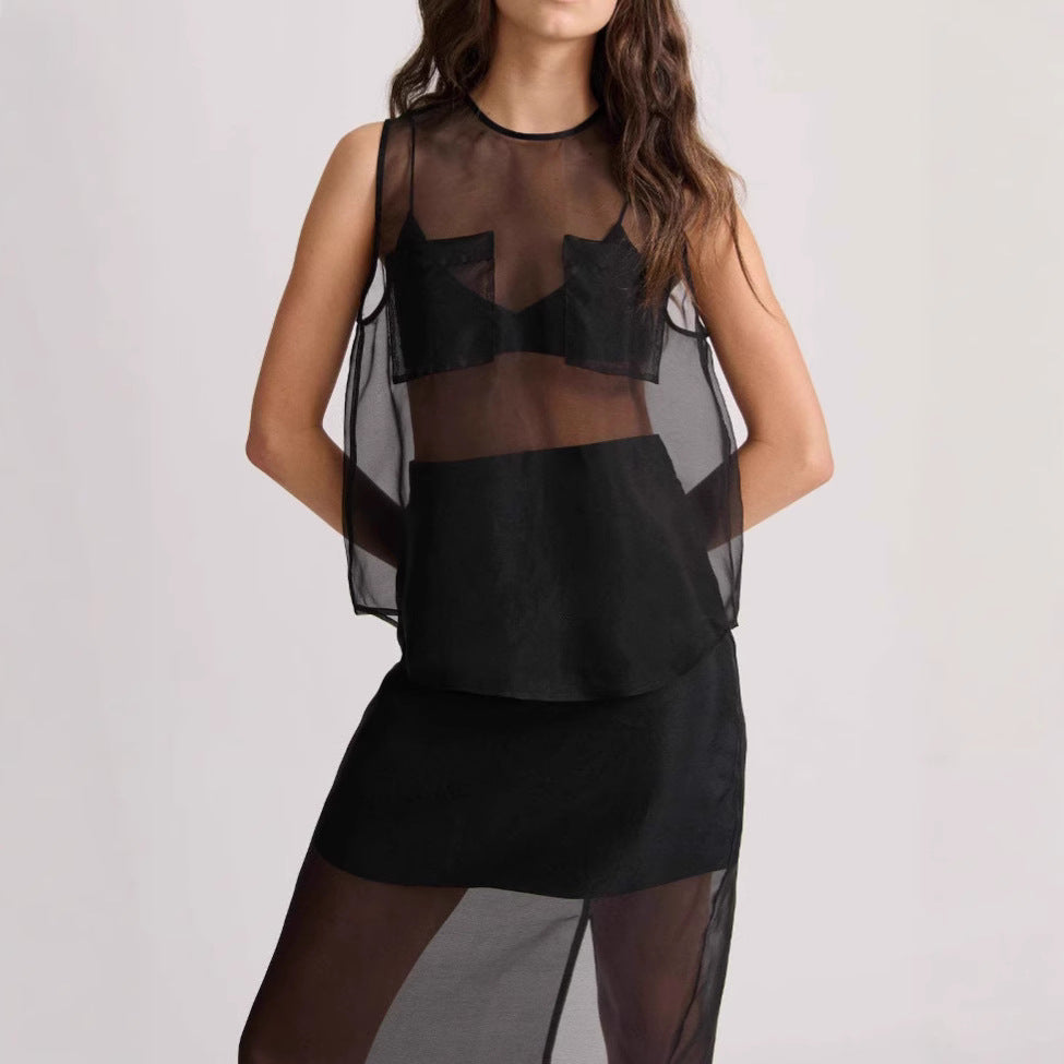 Dame elegant gennemsigtigt maxiklæde Stilla