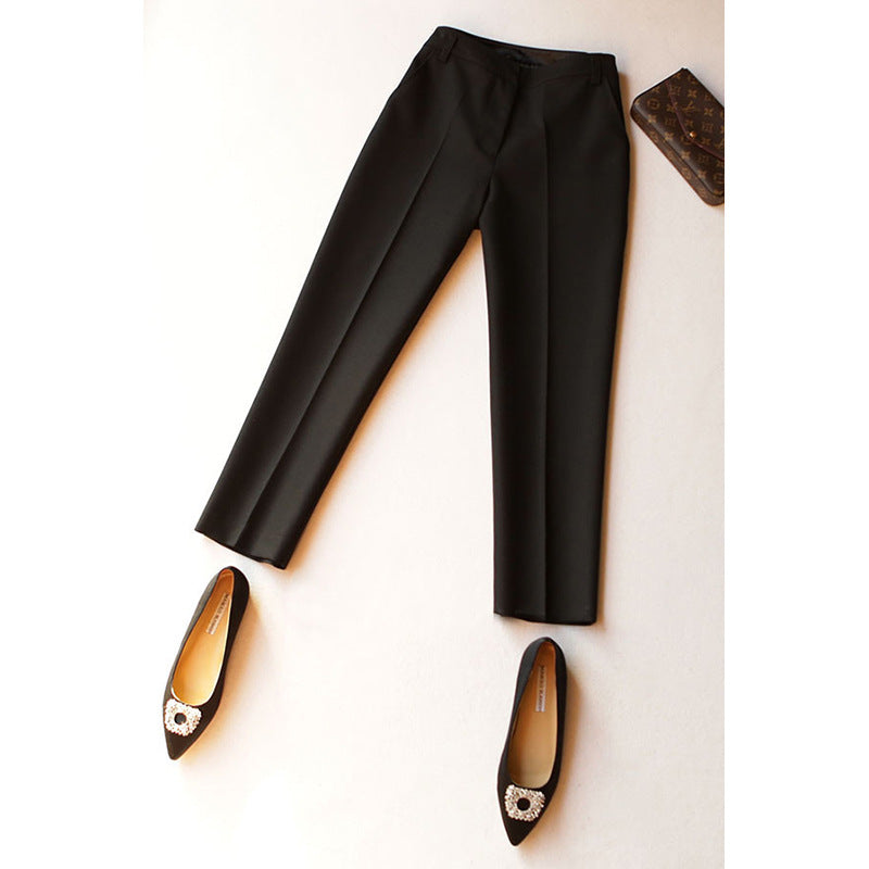 Dame elegant høj talje bukser med smal snit og klassiske folder Stilla