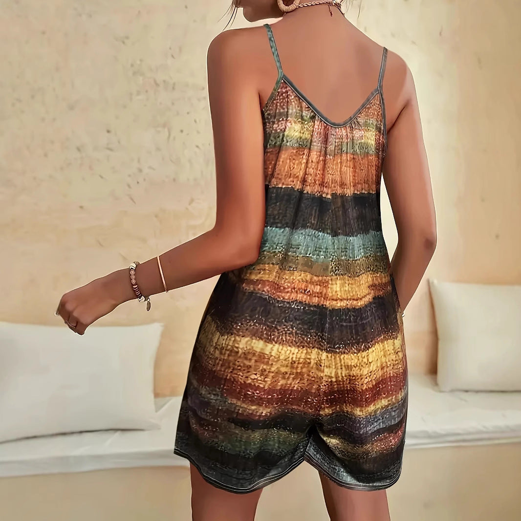 Dame afslappet jumpsuit med karakteristisk stribemønster og praktiske lommer Stilla