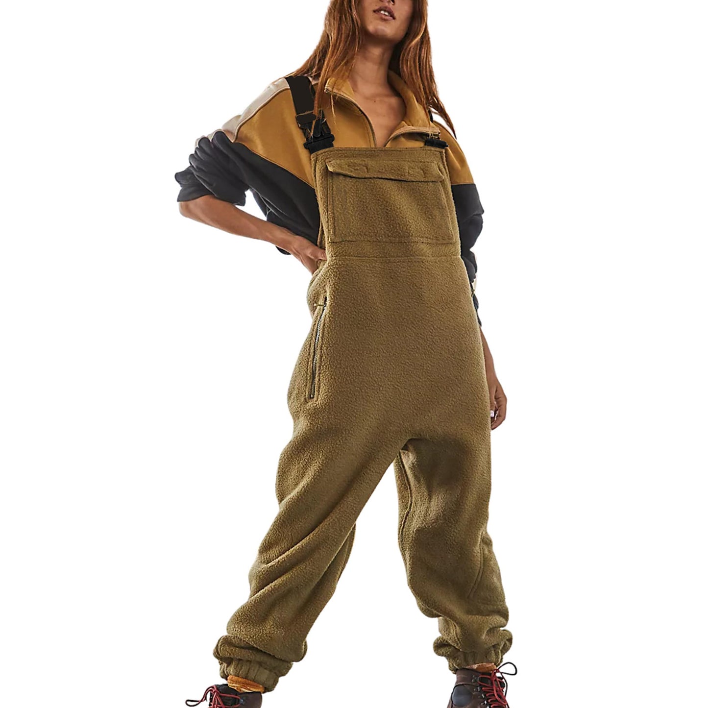 Dame Casual Fleece Jumpsuit med sidelommer Stilla